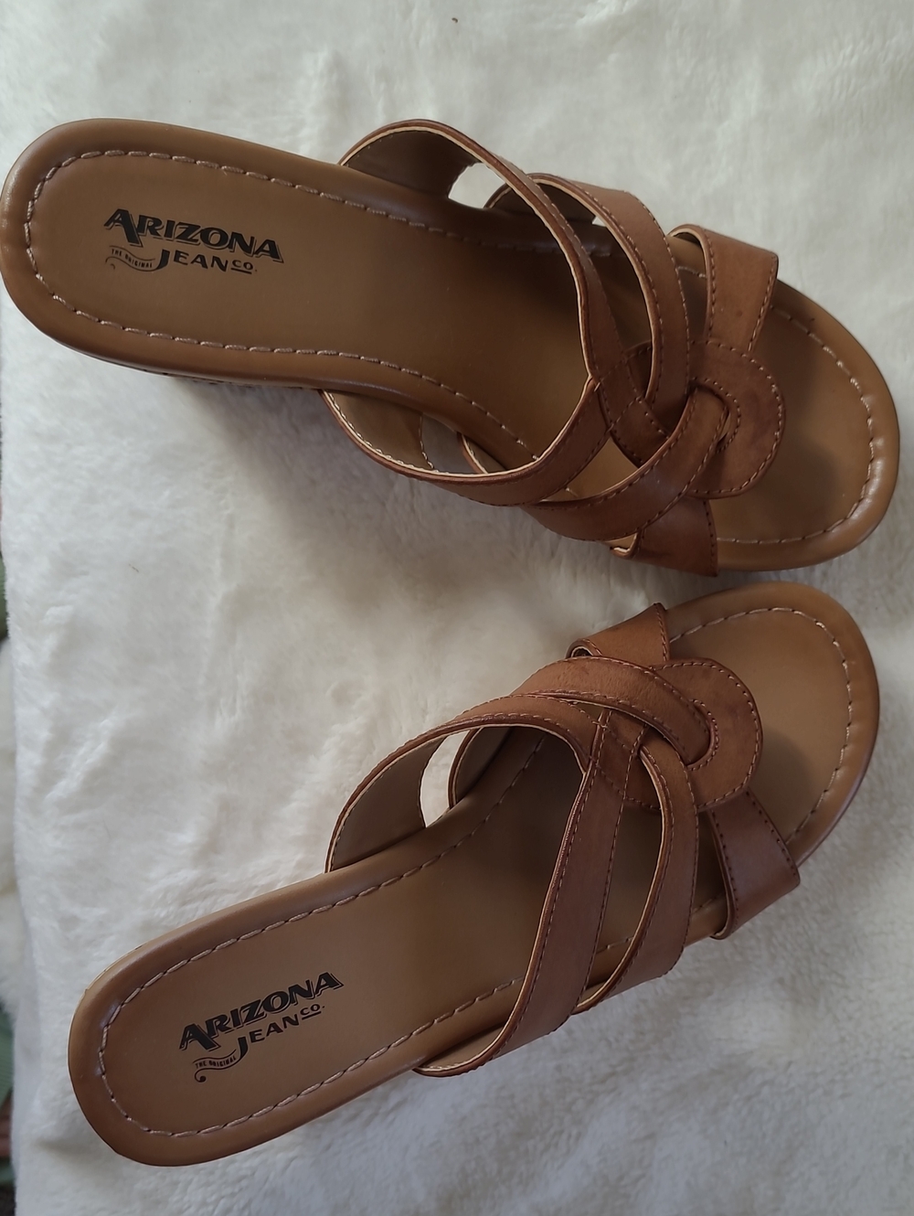 Arizona Jean Company Brown Braided Strap Slide Mules